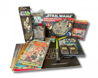 82 VintageStarWarsCollectiblesLotBooksComicsCardsMillennium