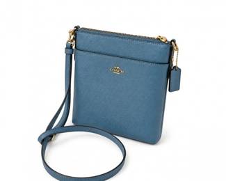 12 CoachBlueLeatherCrossbodyMessengerPurseBag