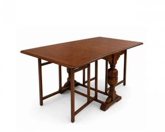 116 AntiqueStyleGateLegDropLeafWoodDiningTable