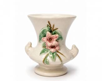 136 VintageMcCoyBlossomTimePotteryVasePinkDogwoodFloralVase