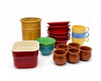 143 VintageMixedStonewarePotteryKitchenwareLotBowlsCupsRamekins