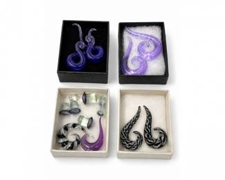 167 GlassSpiralGaugesEarPlugBodyJewelryMixedLot