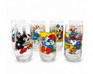 142 VintageSmurfsPepsiCollectorGlasses1982SetLot