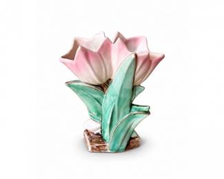 9 VintageMcCoyPotteryPinkFlowerVasePlanter