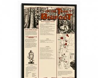 125 FramedOntheTrailofBigfootSasquatchPosterMap