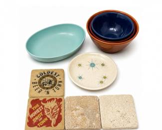 160 VintageAtomicBowlsCoasterTrinketDecorLotMCM