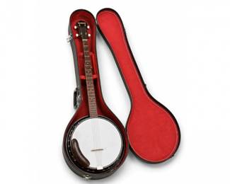 140 Vintage5StringBanjoWithHardCaseStrapSet