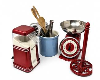 154 VintageRetroKitchenDecorLotScaleUtensilsGrinder