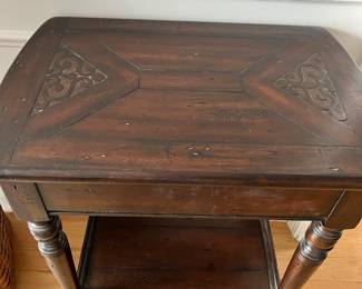 Traditional Carved Inlay Side Table