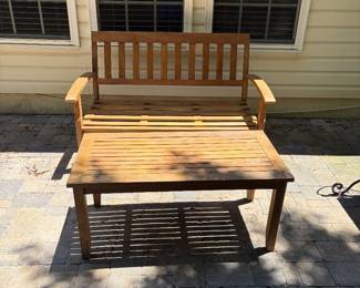 Acacia Wood Bench and Table