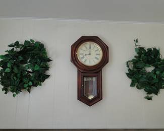 Regulator clock and some more faux ivy wreaths