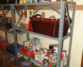Cleaning, and crafting, and painting supplies, and yes the shelving unit is also for sale too