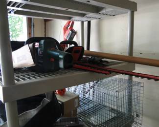 Yard tools and shelving units too