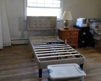 Twin bed frame, and headboard