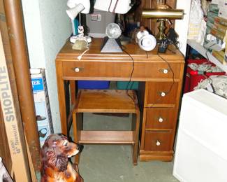 Very nice sewing cabinet with numerous table lamps
