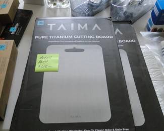 TAIMA, pure titanium cutting board.  Is too!  Says so right on the product label!