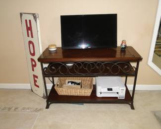 HOPE sign, and console table with stuff on it for sale