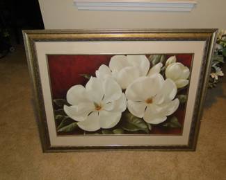 Large framed floral print