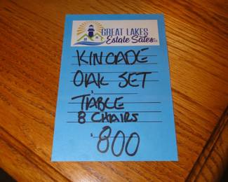 Kincade Oak table and chairs with all the padding too.  Yes, tables have padding.