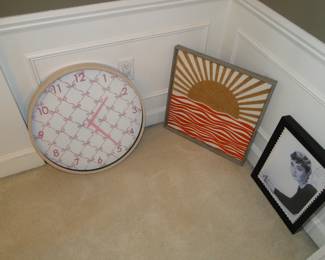 Pink ribbon clock, Mid Century Modern Sunrise or if you prefer Sunset, and everyone's favorite Audrey Hepburn