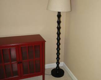 Red storage cabinet, and the companion floor lamp