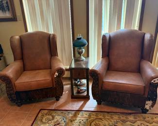 Leather & Cowhide Wingback Chairs