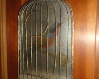 one of 2 metal art bird cages