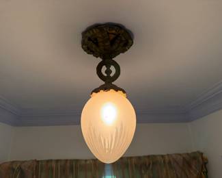 Art Deco Flush Mount Glass & Bronze Fixture