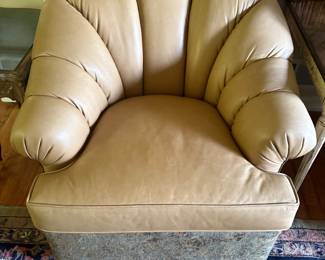 Pair of Leggett & Platt Clam Back Leather Chairs