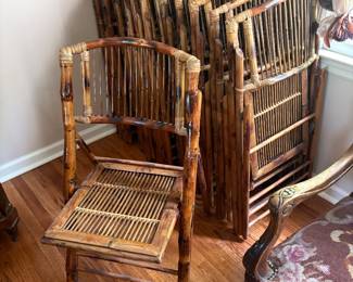 Bamboo Folding Chairs - Set of Twelve