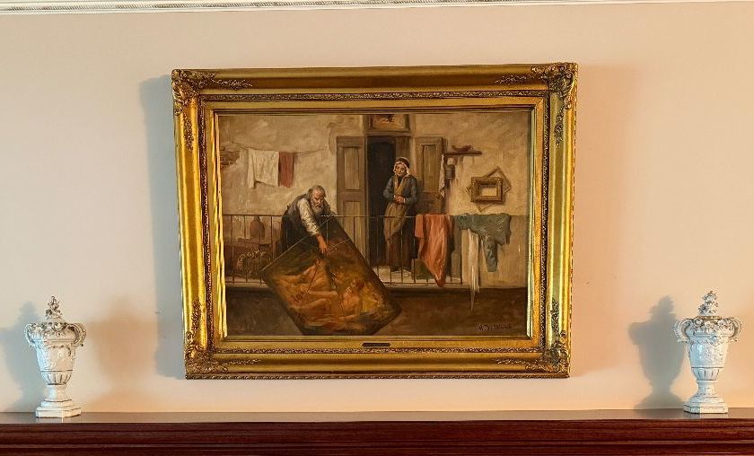Antique Oil Painting by A de March 27.5” x 33”