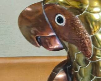 Sergio Bustamante Style Brass and Copper Parrot on Hoop fifth image