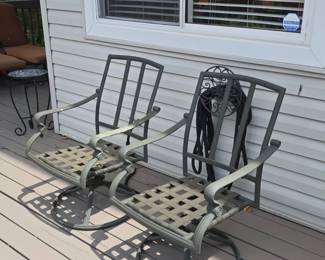 Wrought Iron Swivel Patio Chairs Set of 2