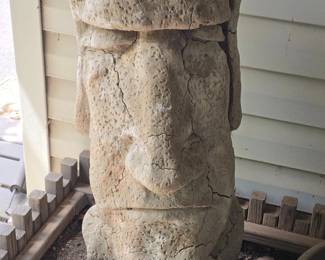 Vintage Concrete Garden Statue Easter Island Moai Sculpture