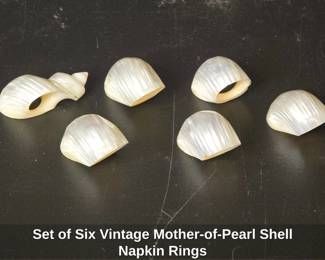 Set of Six Vintage MotherofPearl Shell Napkin Rings