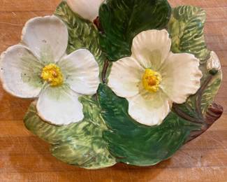 Italian Ceramic Magnolia Leaf and Flower Bowl