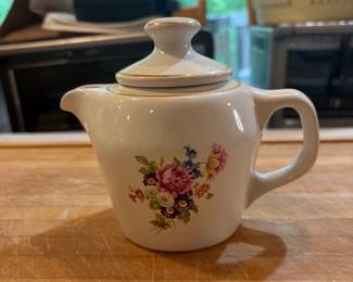 Vintage Floral Ceramic Teapot with Gold Trim