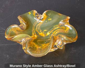 Murano Style Amber Glass Ashtray or Bowl