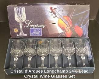 Cristal dArques Longchamp  Lead Crystal Wine Glasses Set