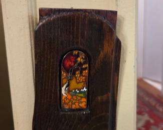 Arts and Crafts Enameled Wood Escutcheon Plate