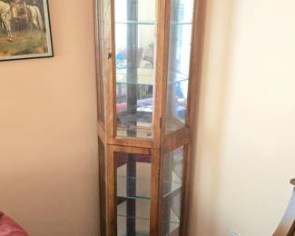 Vintage Oak Corner Curio Cabinet