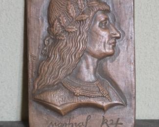 Bronze Plaque of Mtys Kirly with Laurel Wreath