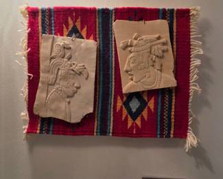 Mayan Relief Plaques on Woven Textile