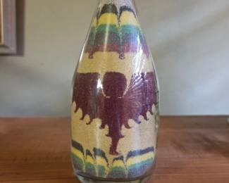 Vintage Sand Art Bottle  Eagle Design