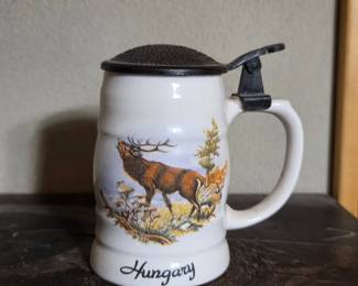 Hungarian Ceramic Beer Stein with Stag