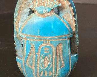 Ancient Egyptian Scarab Amulet with Hieroglyphs