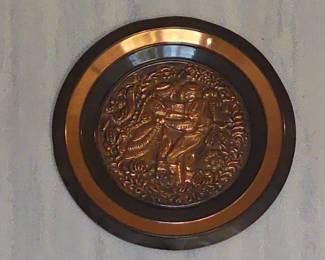 Vintage Copper Embossed Wall Plaque  Middle Eastern Scene