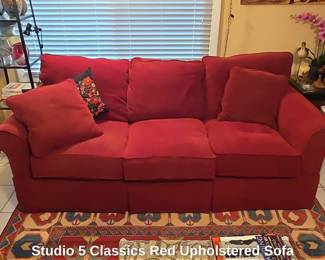 Studio Classics Red Upholstered Sofa