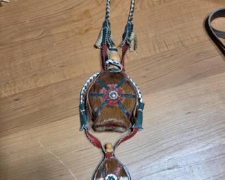 Vintage Hungarian Horse Hair and Leather Water Flask or Canteen second image
