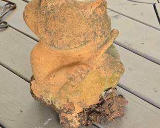 Terracotta Frog Garden Statue with Integrated Base